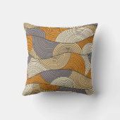 Vintage autumn season abstract wave lines クッション (裏面)