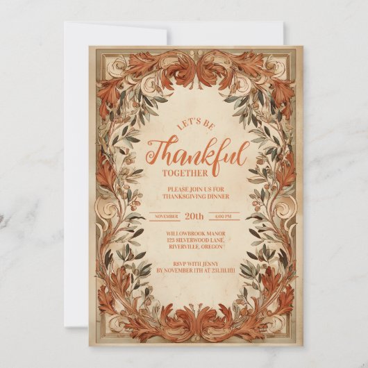 Vintage Autumn Thanksgiving Celebration 招待状 (正面)
