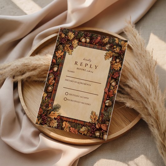 Vintage Autumn Woodland Romance 出欠カード