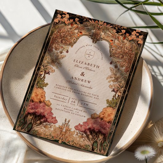 Vintage Autumn Woodland Wedding 招待状