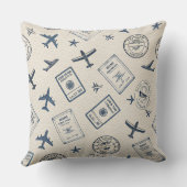 Vintage Aviation Passport Stamp Pattern (2) クッション (裏面)