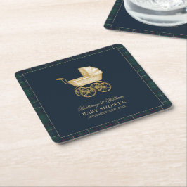Vintage Baby Carriage Classic Baby Shower  スクエアペーパーコースター