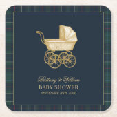 Vintage Baby Carriage Classic Baby Shower スクエアペーパーコースター (正面)