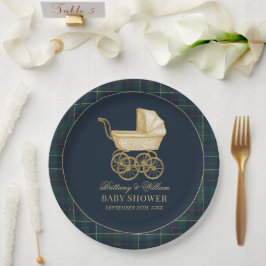 Vintage Baby Carriage Classic Baby Shower  ペーパープレート