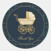 Vintage Baby Carriage Classic Baby Shower  ラウンドシール (正面)