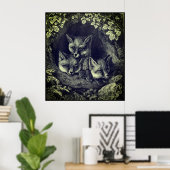 Vintage baby fox woodland ポスター (ホームオフィス)