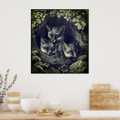 Vintage baby fox woodland ポスター (キッチン)