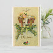Vintage Baby Jesus in Manger Greeting Card 招待状 (スタンド正面)