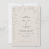Vintage Baby's Breath Wildflower Beige Wedding 招待状 (正面)