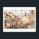 Vintage Bad Kissingen Marketplace ポストカード<br><div class="desc">This postcard is a reproduction of a vintage travel postcard showing the marketplace in Bad Kissingen,  Germany.</div>