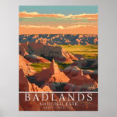 Vintage Badlands National Park - Western Beauty ポスター (正面)