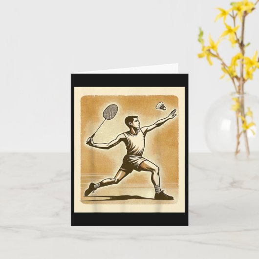 Vintage Badminton Player Shuttle Badmintoner  カード (黄色い花)