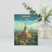 Vintage Bagan Myanmar Travel ポストカード (スタンド正面)