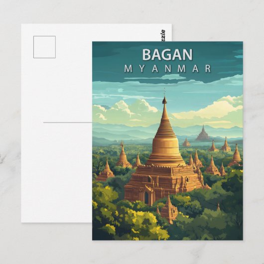 Vintage Bagan Myanmar Travel ポストカード (正面/裏面)