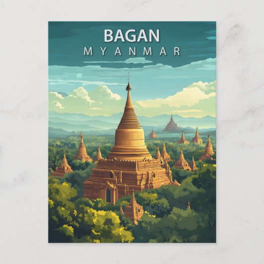 Vintage Bagan Myanmar Travel ポストカード (正面)