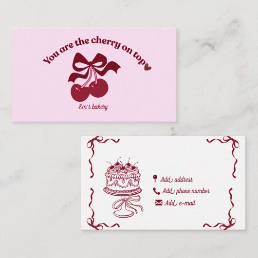 Vintage bakery business card 名刺 (正面/裏面)