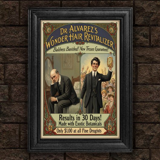 Vintage Baldness Banished Hair Tonic Ad ポスター