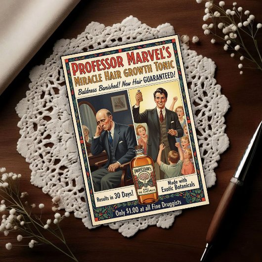 Vintage Baldness Cure Hair Growth Advertising ポストカード