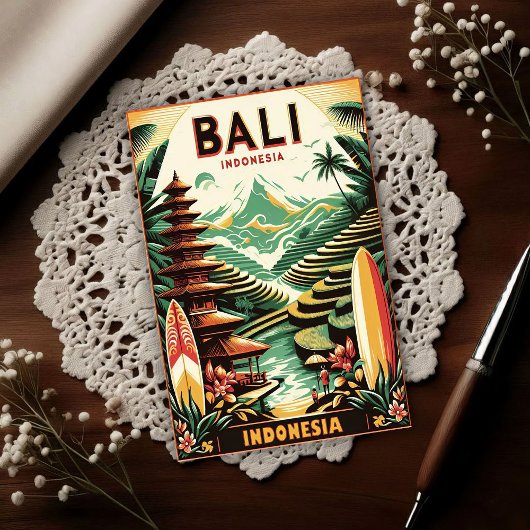 Vintage Bali Indonesia Travel  ポストカード