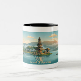 Vintage Bali Ulun Danu Beratan Lake Temple Travel ツートーンマグカップ