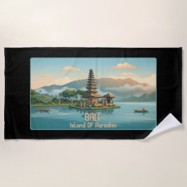 Vintage Bali Ulun Danu Beratan Lake Temple Travel ビーチタオル