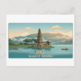 Vintage Bali Ulun Danu Beratan Lake Temple Travel ポストカード