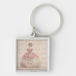 Vintage Ballerina Girl in a Pink Tutu キーホルダー