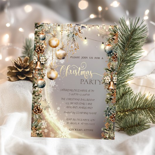 Vintage Balls Bells Pinecones Christmas  招待状