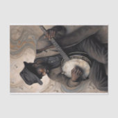 Vintage Banjo Musician w/ Swirling Notes Decoupage 薄葉紙 (正面)