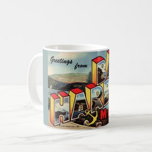 Vintage Bar Harbor Postcard Mug コーヒーマグカップ (正面左)