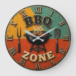 Vintage Barbecue Charcoal rill Master Gift ラージ壁時計