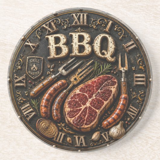 Vintage Barbecue Pitmaster Gift Sausage Kitchen コースター (正面)