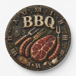Vintage Barbecue Pitmaster Gift Sausage Kitchen ペーパープレート