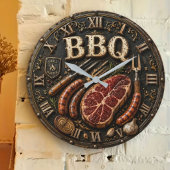 Vintage Barbecue Pitmaster Gift Sausage Kitchen  ラージ壁時計