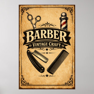 Vintage Barber Poster - Retro Haircut Tools Print ポスター