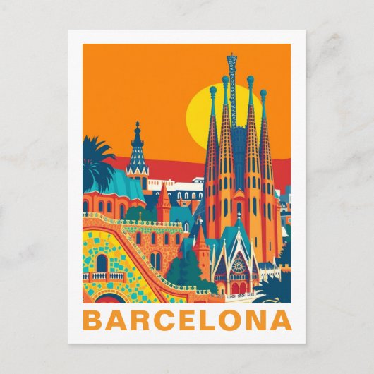 Vintage Barcelona Spain Travel ポストカード (正面)