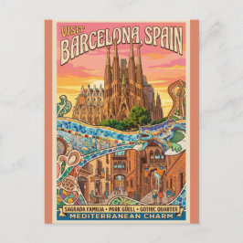Vintage Barcelona Spain Travel Postcard - Sagrada  ポストカード