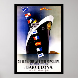 Vintage Barcelona Travel Poster ポスター