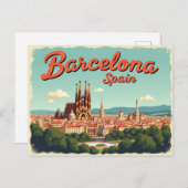 Vintage Barcelona Vibes ポストカード (正面/裏面)