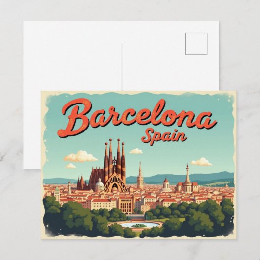 Vintage Barcelona Vibes ポストカード (正面/裏面)