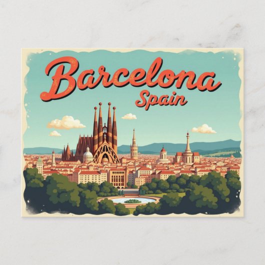 Vintage Barcelona Vibes ポストカード (正面)