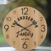 Vintage Barn Wood  Rustic Personalized Family Name ラージ壁時計