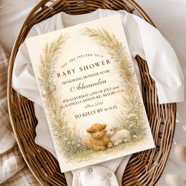 Vintage Barnyard Wildflower Baby Shower 招待状