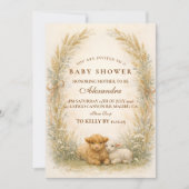 Vintage Barnyard Wildflower Baby Shower 招待状 (正面)