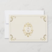 Vintage Baroque Cream Gold Wedding 出欠カード (裏面)