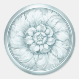 Vintage Baroque Embossed Look Blue ラウンドシール