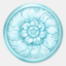 Vintage Baroque Embossed Look Blue ラウンドシール