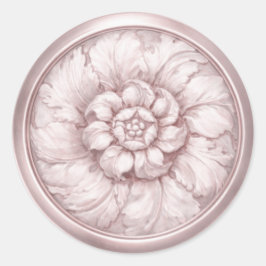 Vintage Baroque Embossed Look Pink 30 ラウンドシール