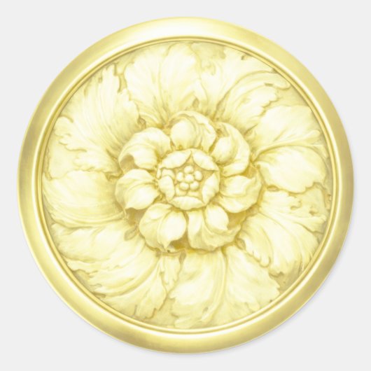 Vintage Baroque Embossed Look Seal Lemon ラウンドシール (正面)