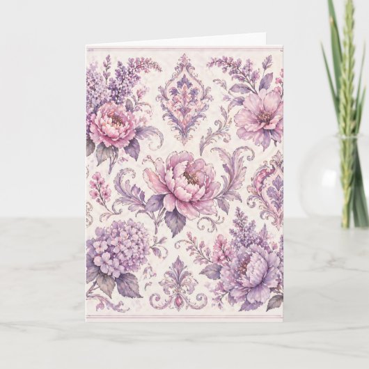 Vintage Baroque Floral Pattern –(Purples) カード (正面)